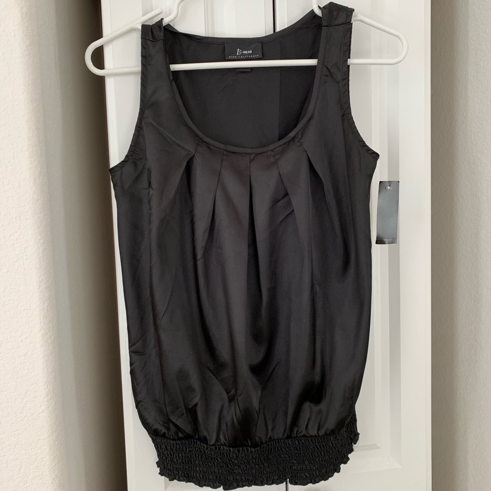 Black satin style shell top